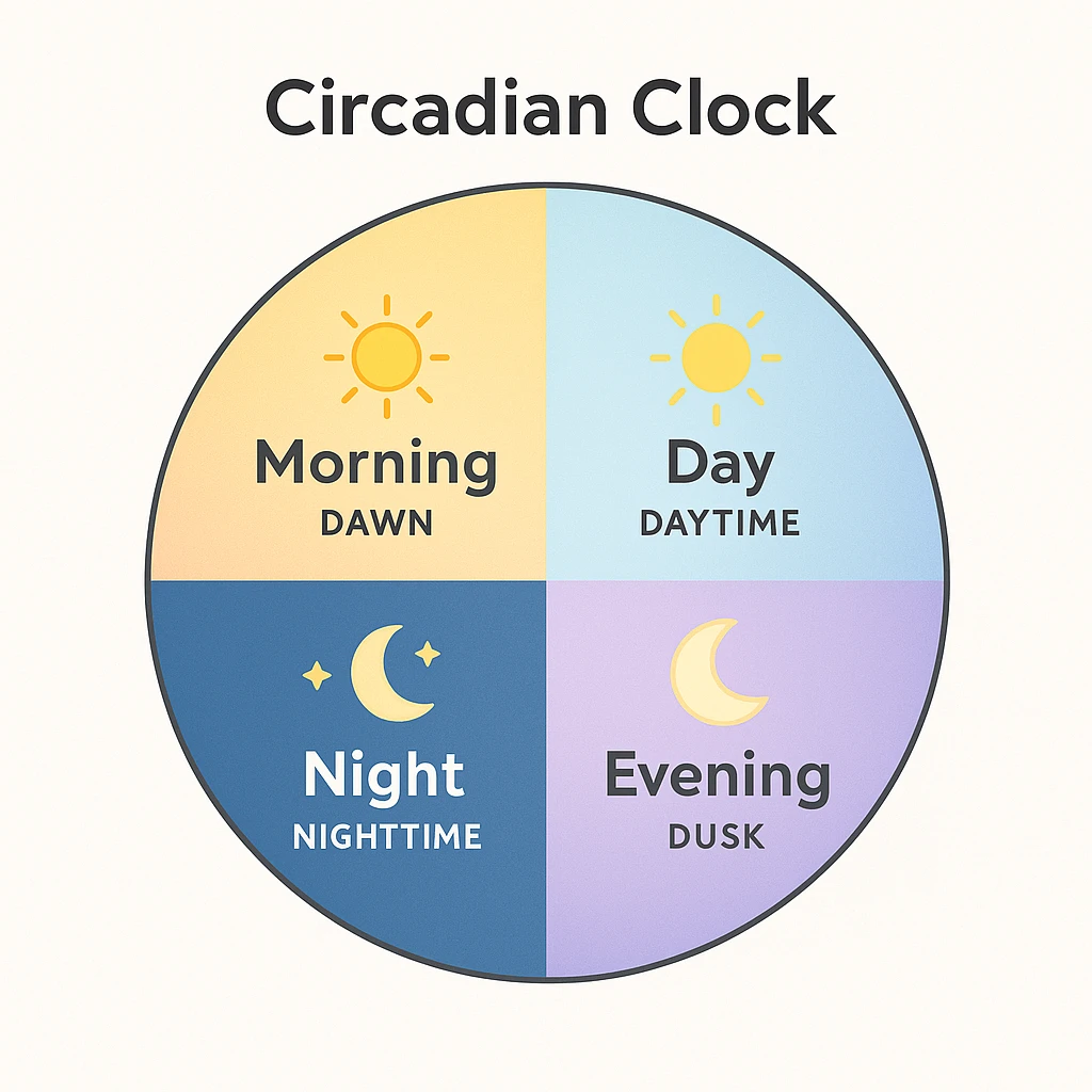 Diagram of circadian lighting and body clock