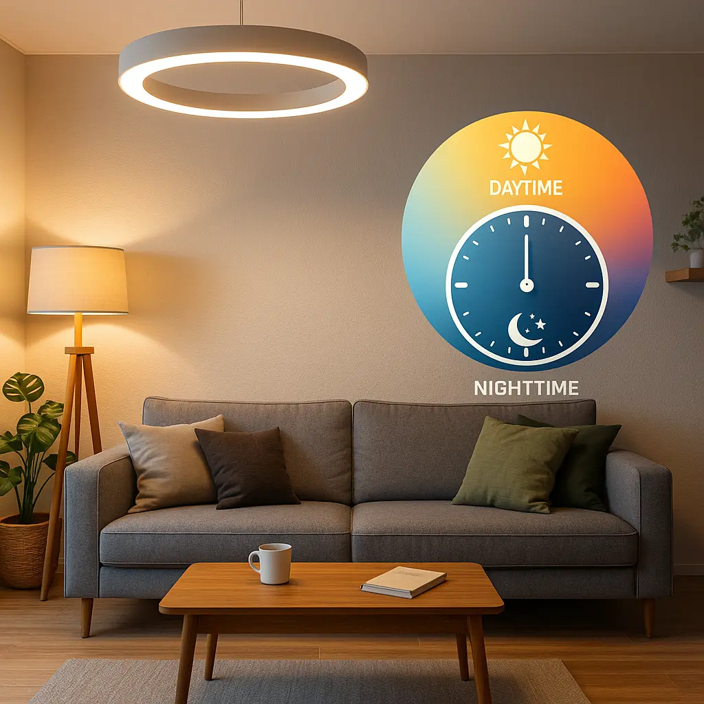 Person under adjustable LED lighting