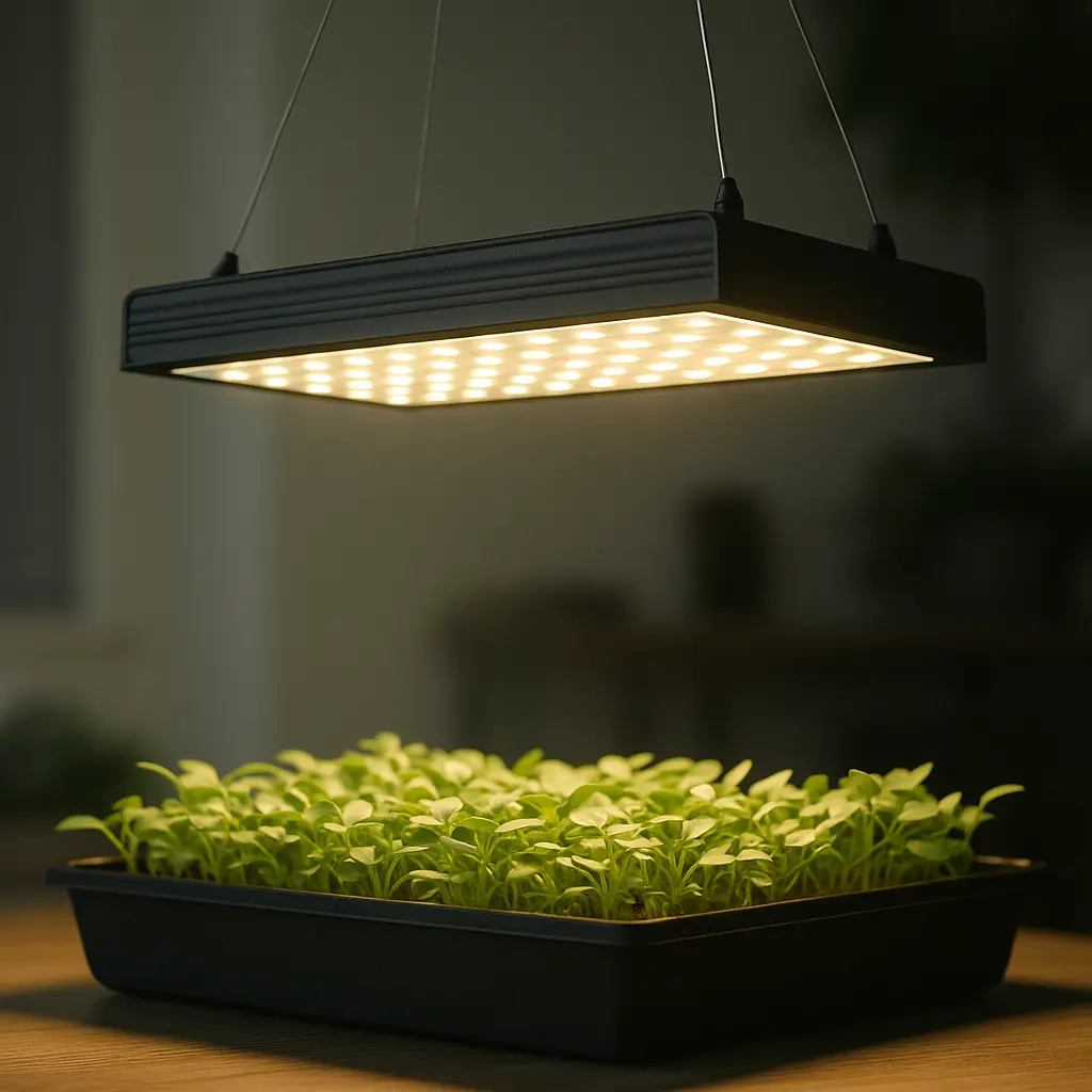 Grow light over a plant tray